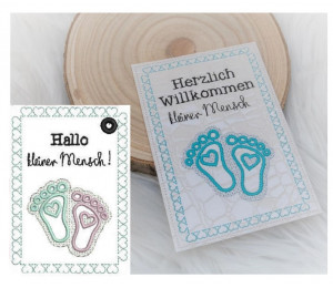 Stickdatei ITH - Postkarte Willkommen kleiner Mensch